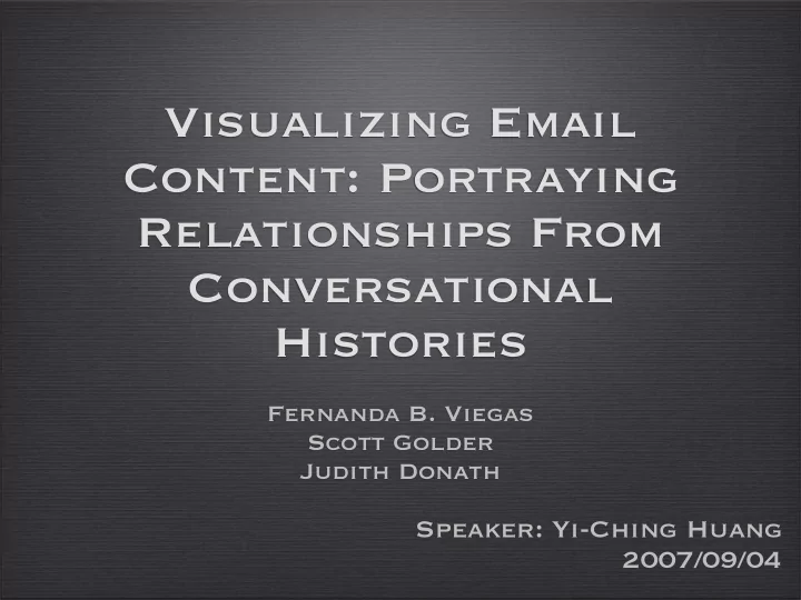 visualizing email content portraying relationships from