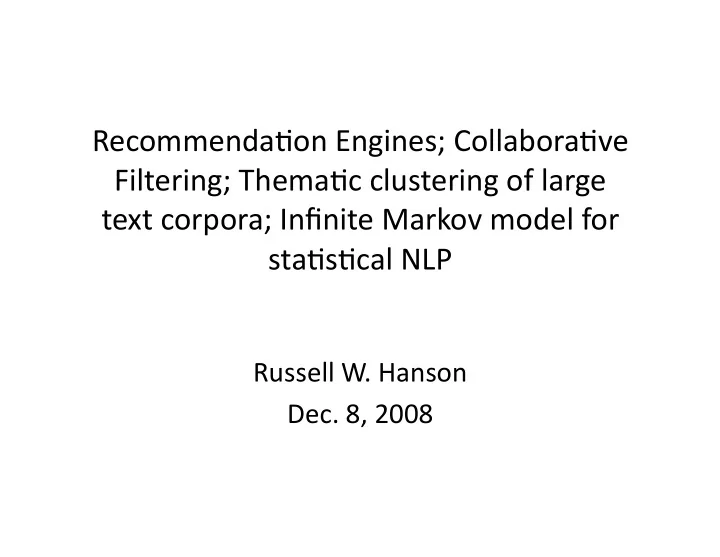 recommenda on engines collabora ve filtering thema c