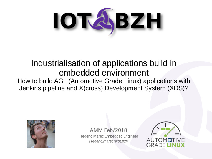 industrialisation of applications build in embedded