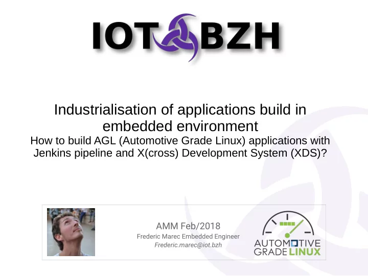 industrialisation of applications build in embedded