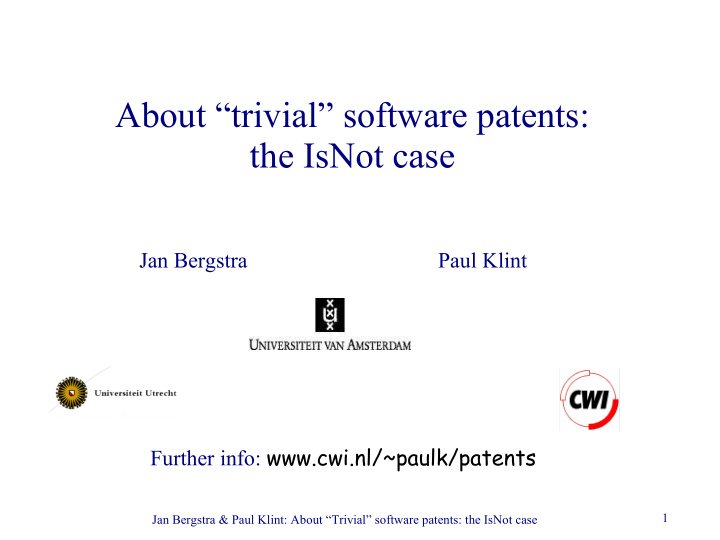 about trivial software patents the isnot case