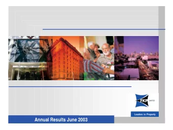 Annual Results June 2003  Annual Results June 2003  Results/ Highlights L Net profit after tax up