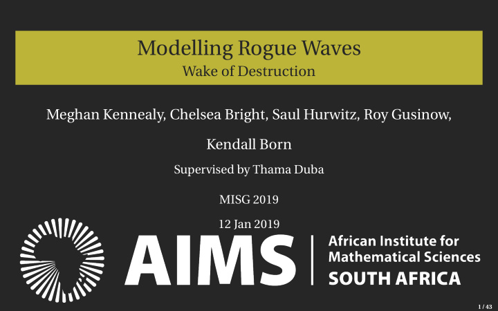 modelling rogue waves