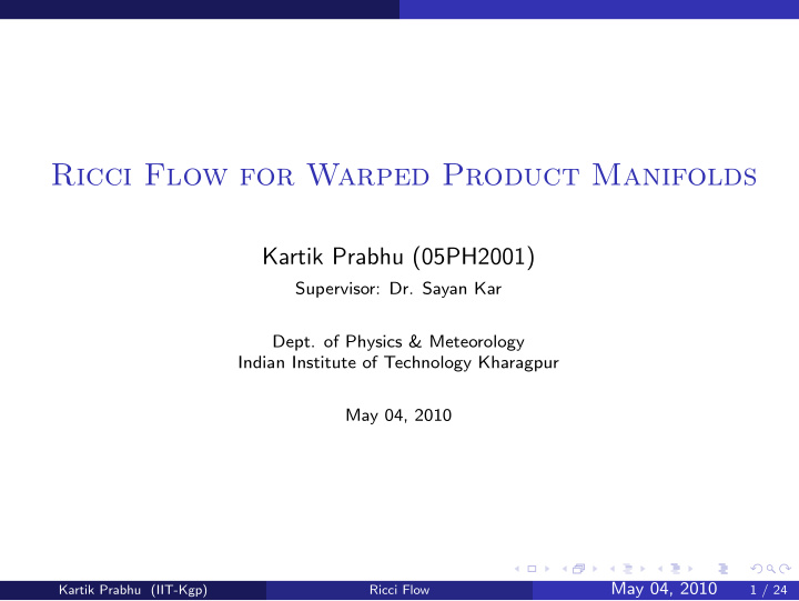 ricci flow for warped product manifolds