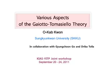 Various Aspects  Various Aspects  of the  of the Gaiotto  Gaiotto-  -Tomasiello  Tomasiello Theory