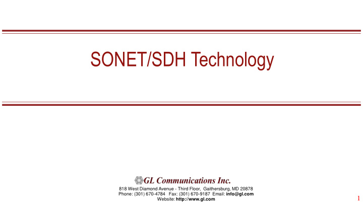 sonet sdh technology