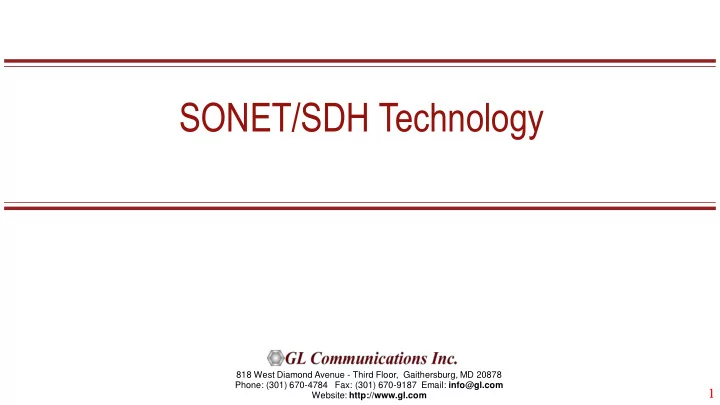 sonet sdh technology