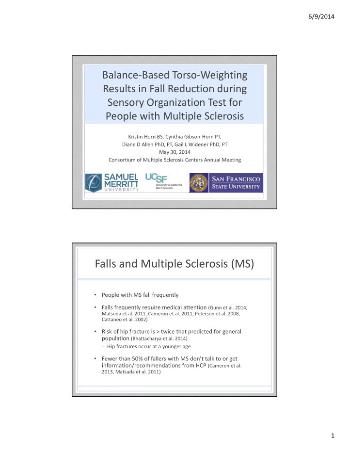 falls and multiple sclerosis ms