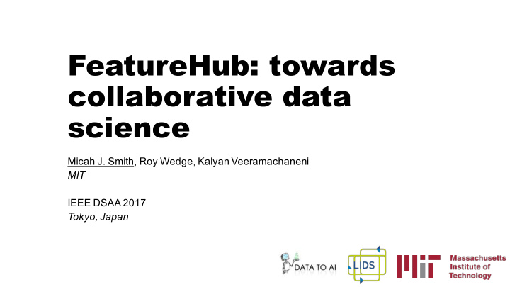 featurehub towards collaborative data science