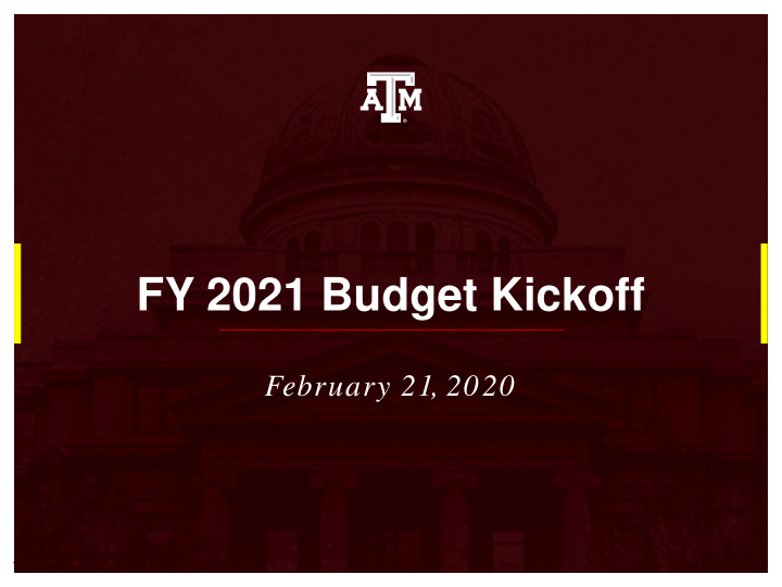 fy 2021 budget kickoff