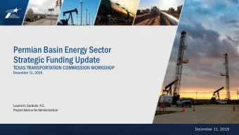 Permian Basin Energy Sector  Strategic Funding Update  TEXAS TRANSPORTATION COMMISSION WORKSHOP