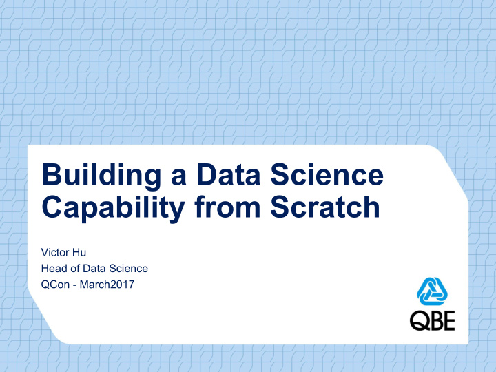 building a data science capability from scratch