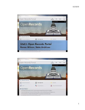 Utahs Open Records Portal  Rene Wilson, State Archives  1  11/13/15 The Law, UT Code