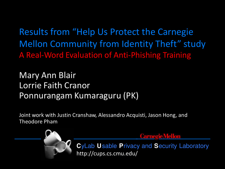 results from help us protect the carnegie mellon