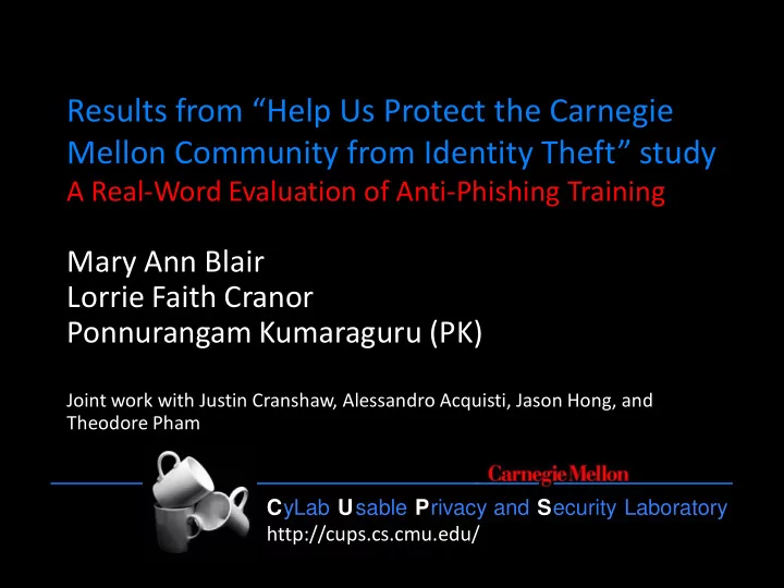 results from help us protect the carnegie mellon