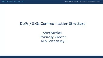 DoPs / SIGs Communication Structure  Scott Mitchell  Pharmacy Director  NHS Forth Valley  NHS