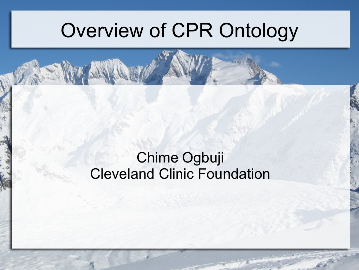 overview of cpr ontology