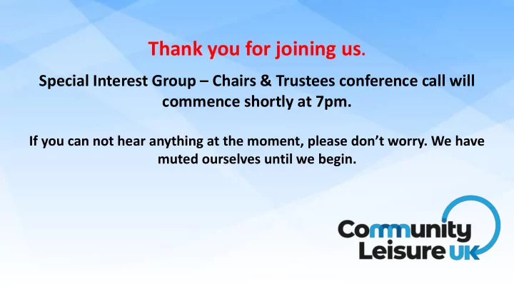 community leisure uk special interest group chairs