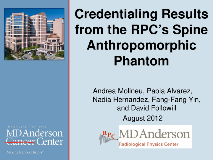 credentialing results from the rpc s spine