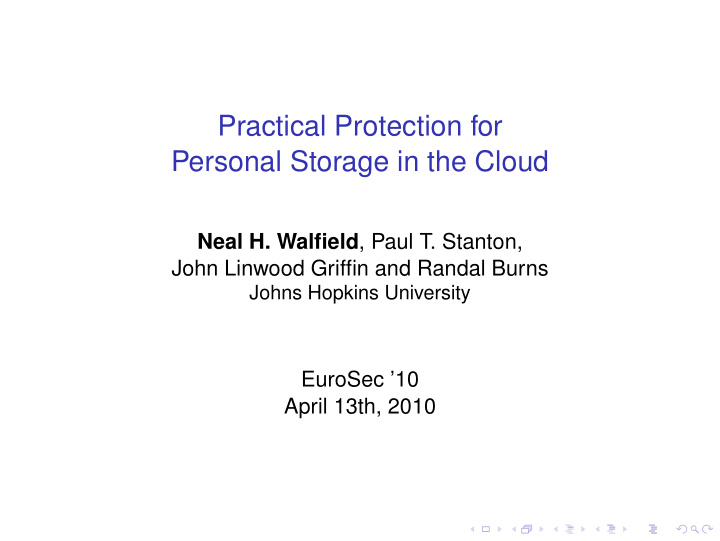 practical protection for personal storage in the cloud
