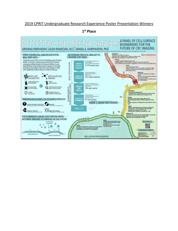 2019 cprit undergraduate research experience poster