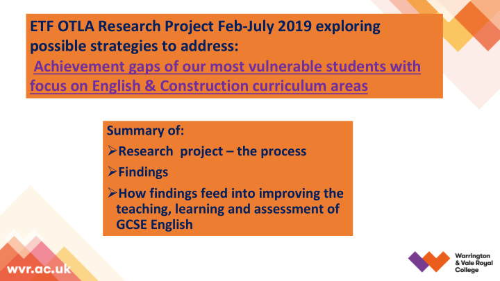etf otla research project feb july 2019 exploring