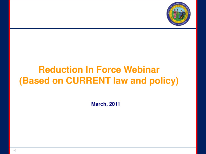 reduction in force webinar based on current law and policy