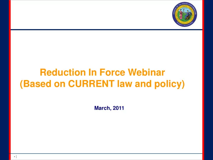 reduction in force webinar based on current law and policy