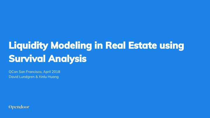 liquidity modeling in real estate using survival analysis