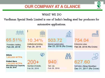 WHAT  WH  AT WE  WE DO  DO  Va  Vardhma  dhman n Special Steels Limited is one of Indias leading