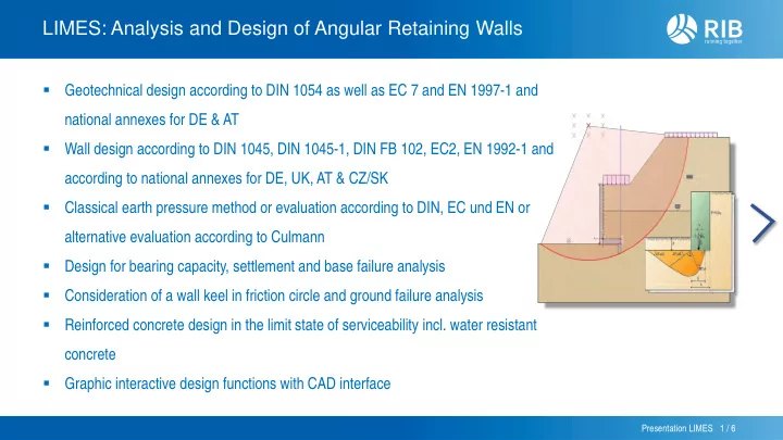 limes analysis and design of angular retaining walls