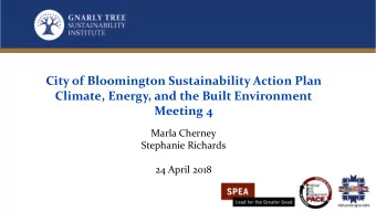 City of Bloomington Sustainability Action Plan   Climate, Energy, and the Built