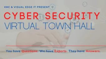 You have Questions. We have Experts. They have Answers.  TODAY'S TOPICS  Welcome &amp; Panel