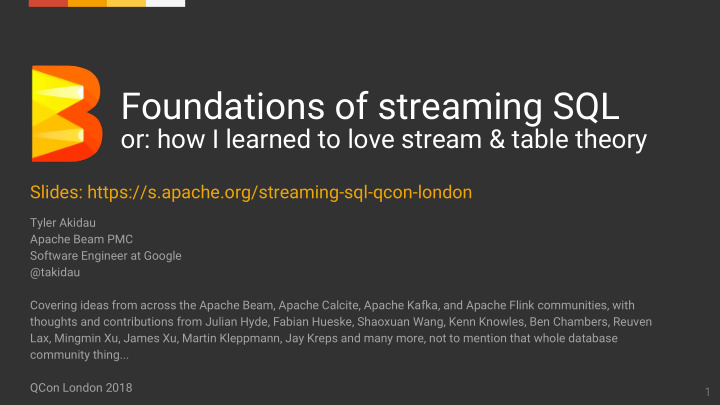 foundations of streaming sql