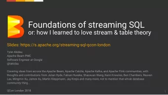 Foundations of streaming SQL  or: how I learned to love stream &amp; table theory  Slides: