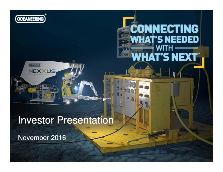 investor presentation investor presentation investor