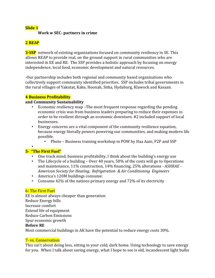 slide 1 work w sec partners in crime 2 reap 3 ssp network