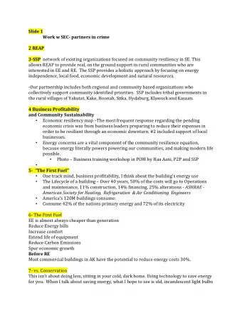 Slide 1  Work w SEC- partners in crime  2 REAP 3-SSP network of existing organizations focused on