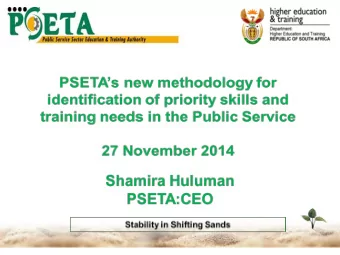 Introduction    PSETA is responsible for transversal skills across the  Public Service