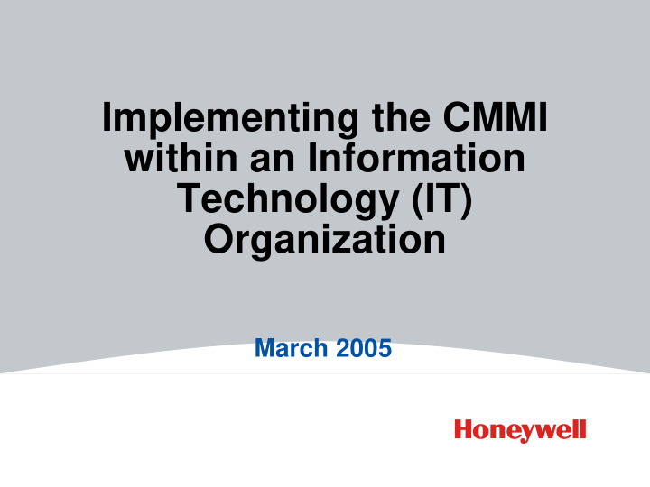 implementing the cmmi within an information technology it