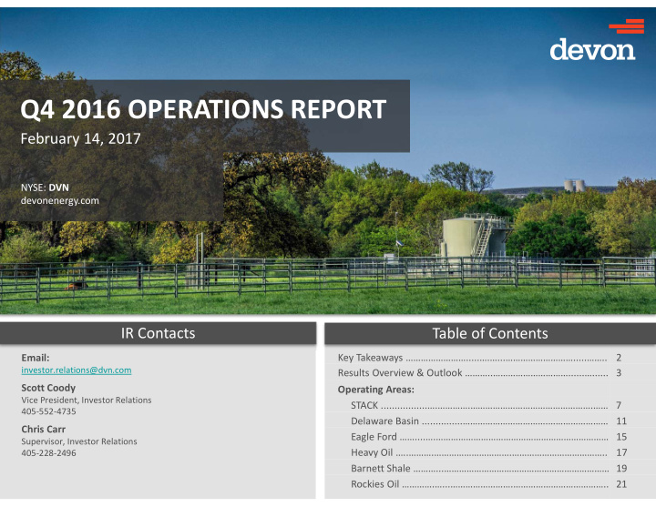 q4 2016 operations report