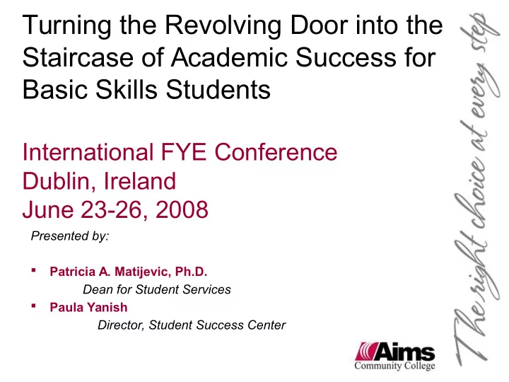 turning the revolving door into the staircase of academic