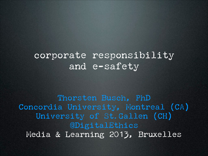 corporate responsibility and e safety