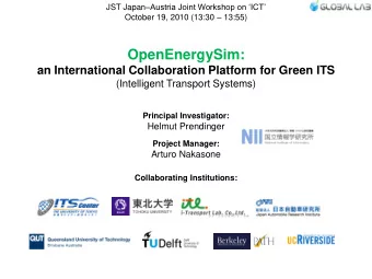 OpenEnergySim:  an International Collaboration Platform for Green ITS  (Intelligent Transport