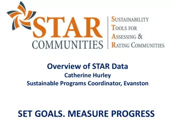 SET GOALS. MEASURE PROGRESS.  STAR Communities Ratings  Participating STAR Community Reporting STAR