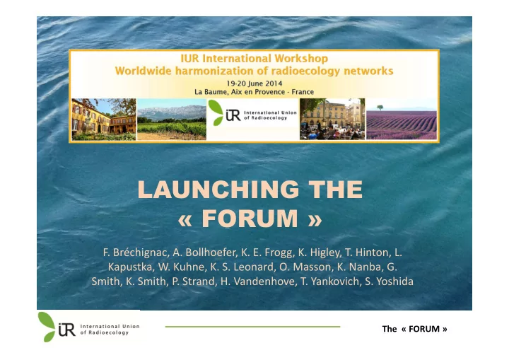 launching the forum