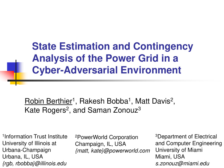 state estimation and contingency analysis of the power