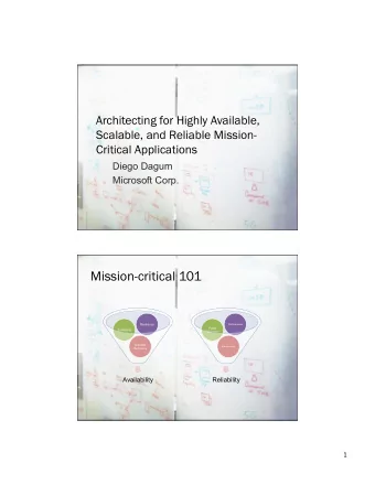 Mission-critical 101  Resiliency  Performance  Fault  Scalability  Tolerance  Disaster