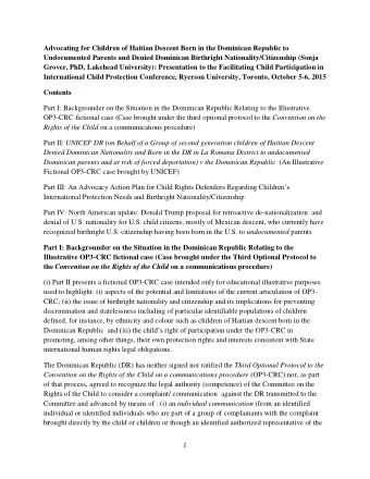 Advocating for Children of Haitian Descent Born in the Dominican Republic to  Undocumented Parents