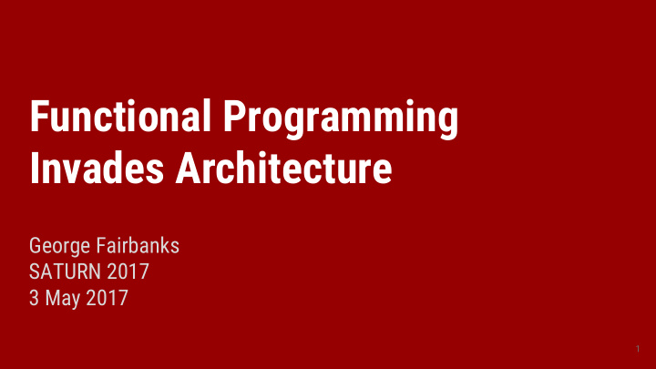 functional programming invades architecture